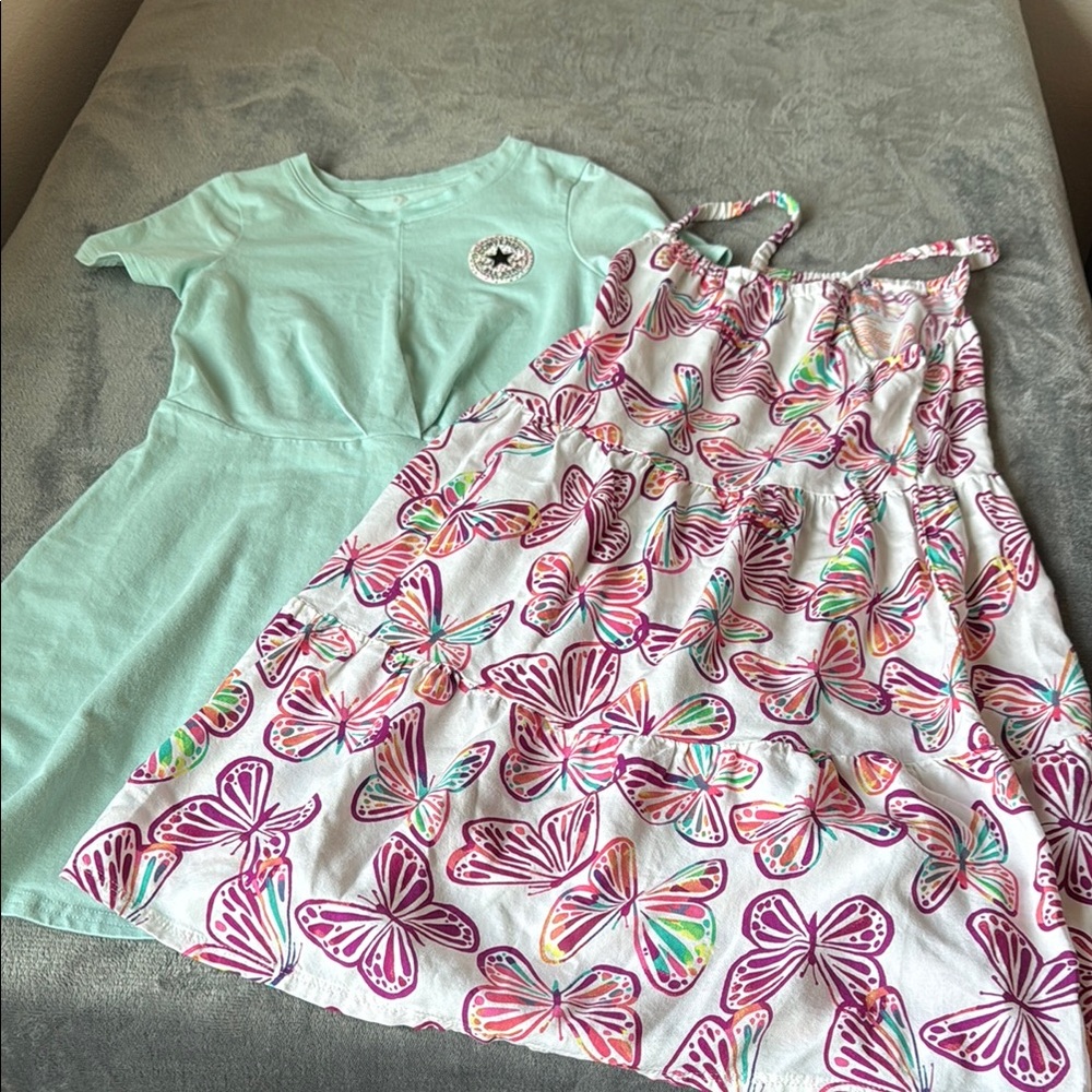 Converse and Butterfly Print Kids Dress - Multicolor - size 8-10 and 7
